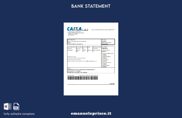 modello Excel di estratto conto bancario Brasile Caixa in stile verificato